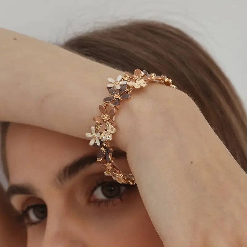 18K Guld Blomstret Strækarmbånd