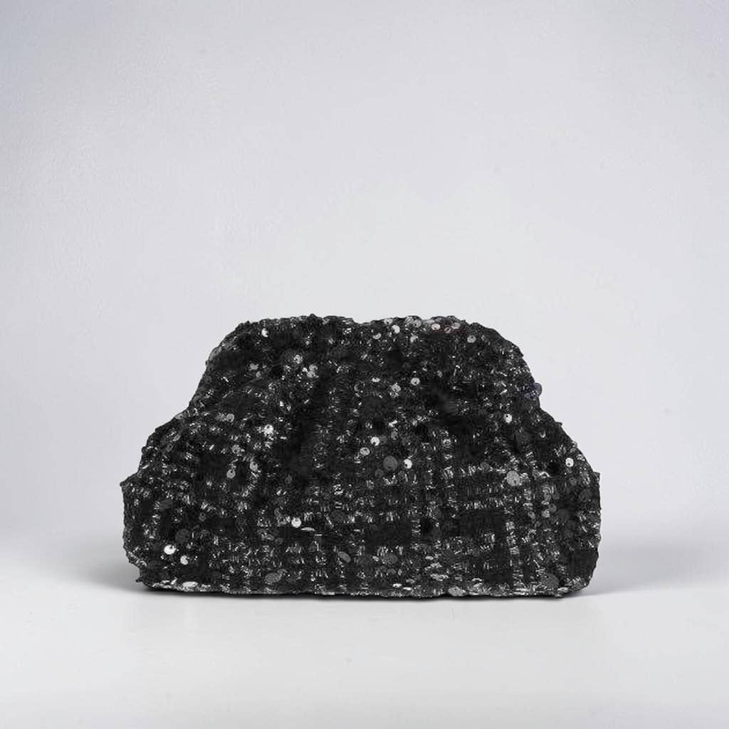 MaroStyle - Håndtaske i tweed med sorte palietter