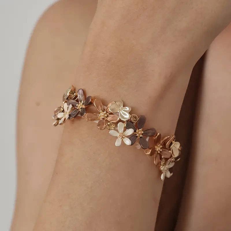 18K Guld Blomstret Strækarmbånd