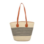 Gallantry - Capucine sommertaske i vævet materiale med striber: Beige