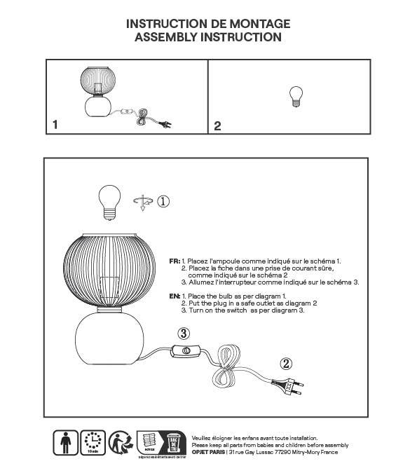 Adonis bordlampe lille hvid D20 H28 cm